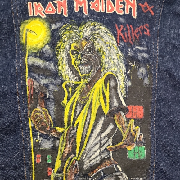 Iron Maiden Jacket Vintage 1980s Hand Painted - rare *one of a kind - Picture 2 of 8